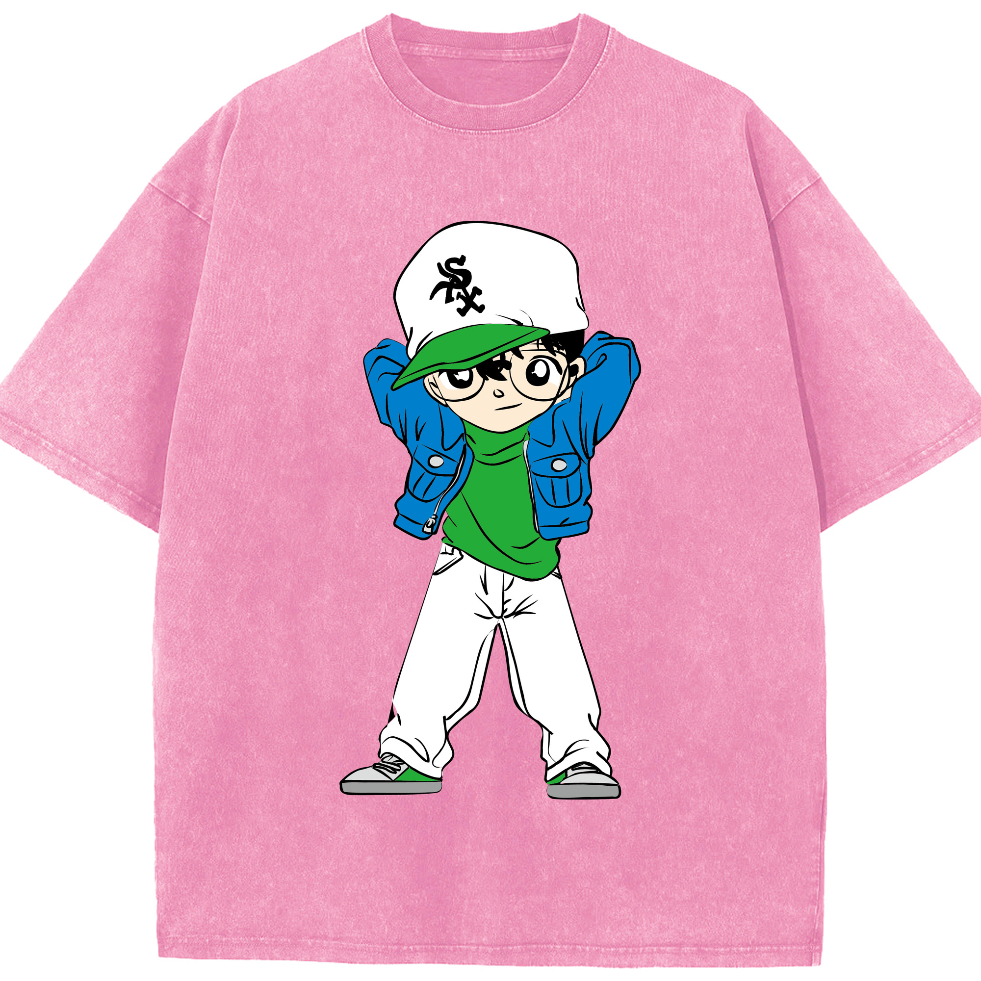 （画像用） 名探偵コナン 江戸川 コナン Detective Conan Conan Edogawa 綿100% ヴィンテージ風 半袖Tシャツ（フロントプリント）